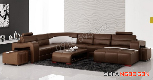 sofa da phòng khách hiện đại